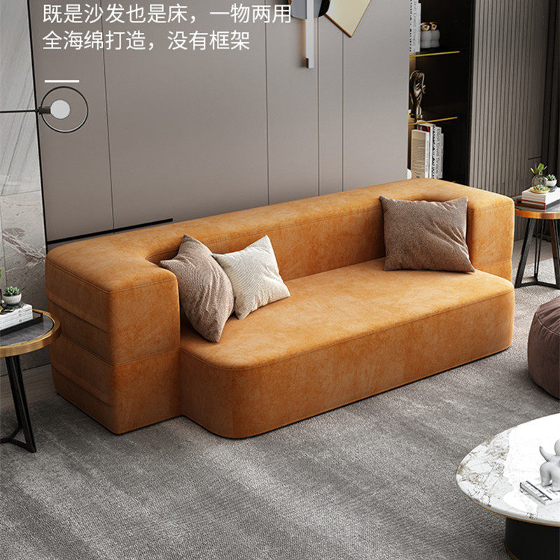 Small apartment fabric sofa removable and washable lazy folding sofa bed living room small sofa tatami net red sofa