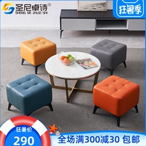 Home Fashion Square Bench Doorway For Shoes CREATIVE LIVING ROOM LEATHER STOOL PIPIER REAL LEATHER COUCH STOOL ADULT SOFT STOOL SHORT STOOL
