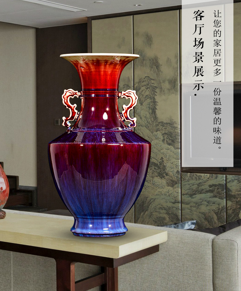 Archaize of jingdezhen ceramic up with ruby red flower arrangement home furnishing articles new Chinese vase, the sitting room TV ark, adornment