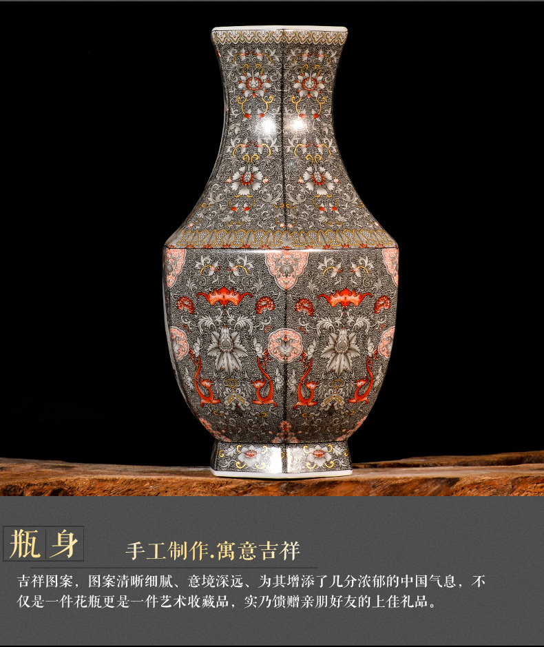 Jingdezhen enamel made pottery flower arrangement of the study of new Chinese style household porcelain vase, the sitting room porch decoration handicraft furnishing articles