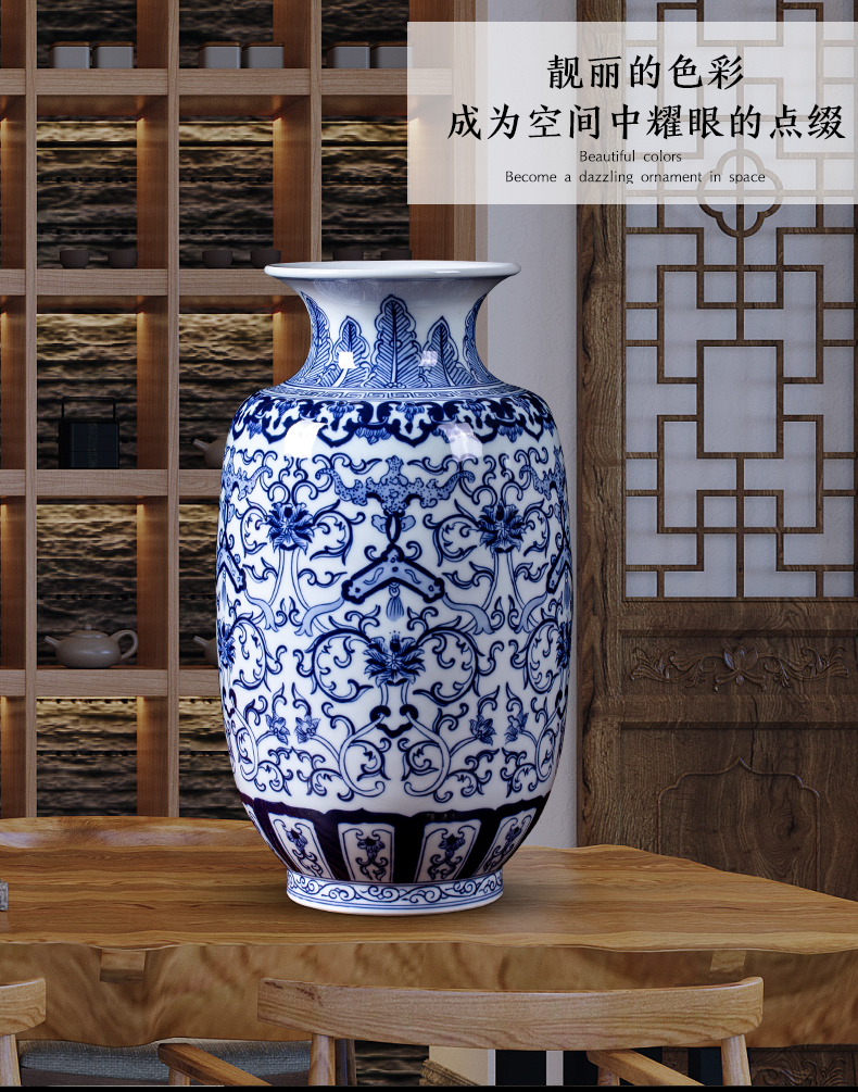 Jingdezhen ceramic blue ferro, flower arranging, the sitting room porch place vase household wine collection gifts crafts