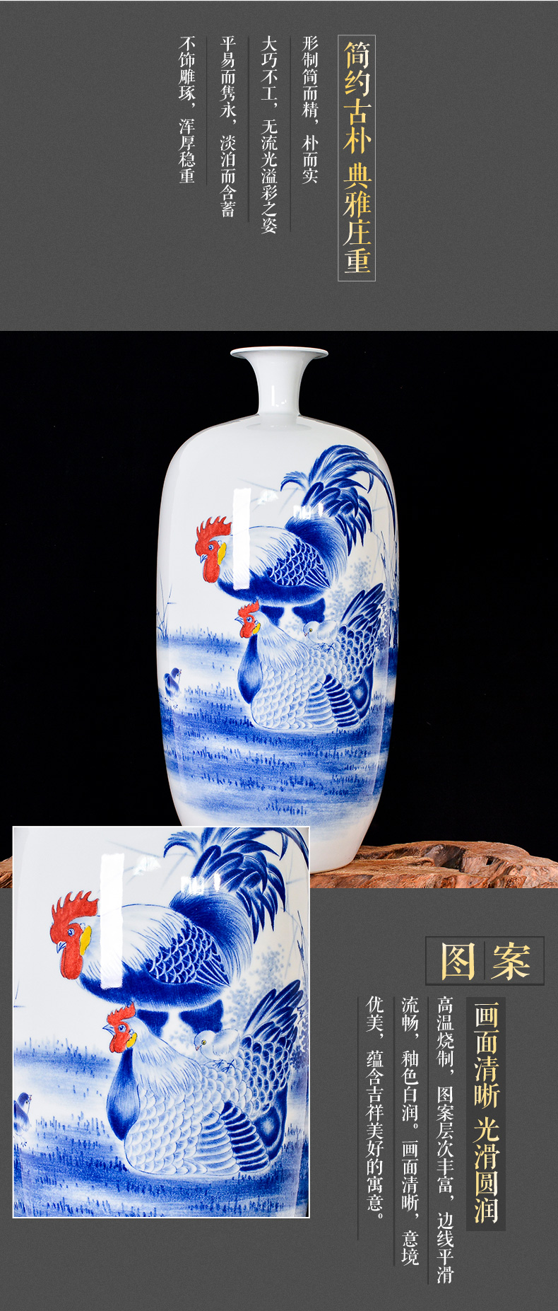 The Master of jingdezhen ceramics hand - made intergenerational vase Chinese style living room TV ark, rich ancient frame decorative plate is placed