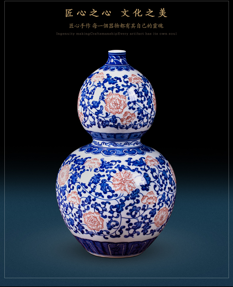 Jingdezhen ceramic vase bound branch lotus youligong archaize home sitting room porch of blue and white porcelain decorative furnishing articles