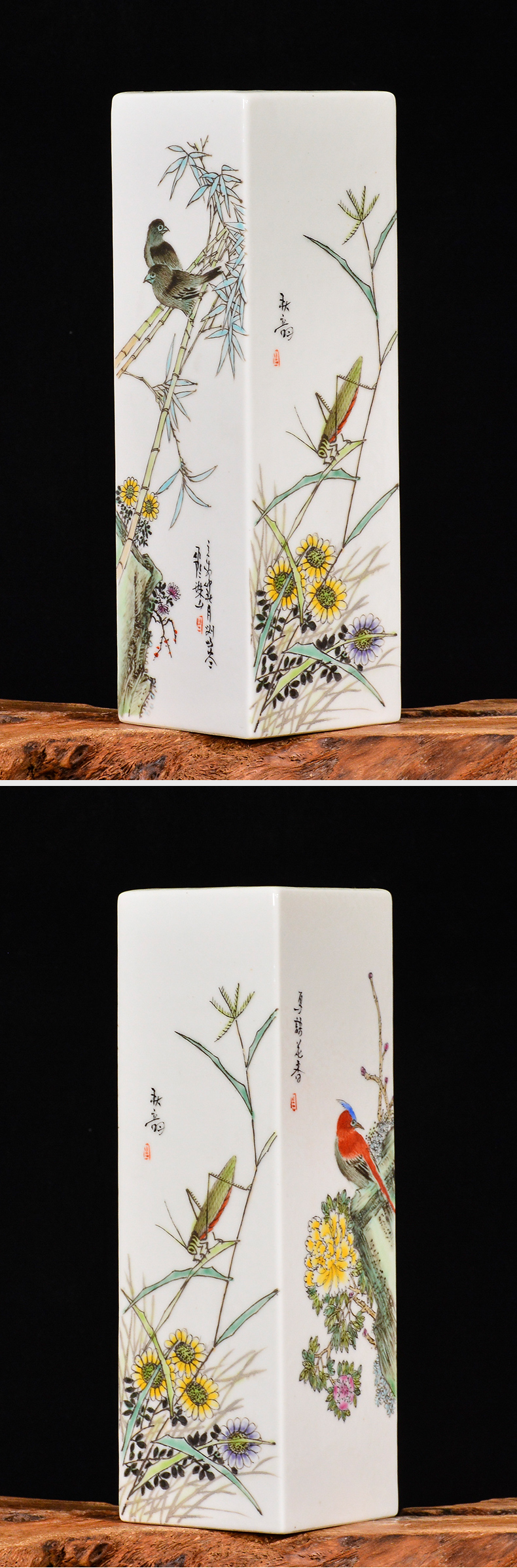 Jingdezhen ceramics antique hand - made square bottle of household of Chinese style living room rich ancient frame TV ark adornment furnishing articles