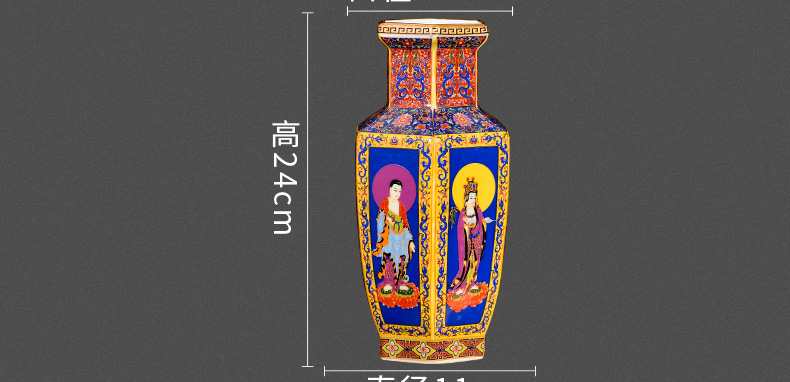 Jingdezhen ceramic vase furnishing articles colored enamel flower arranging Chinese archaize sitting room adornment home furnishing articles TV ark