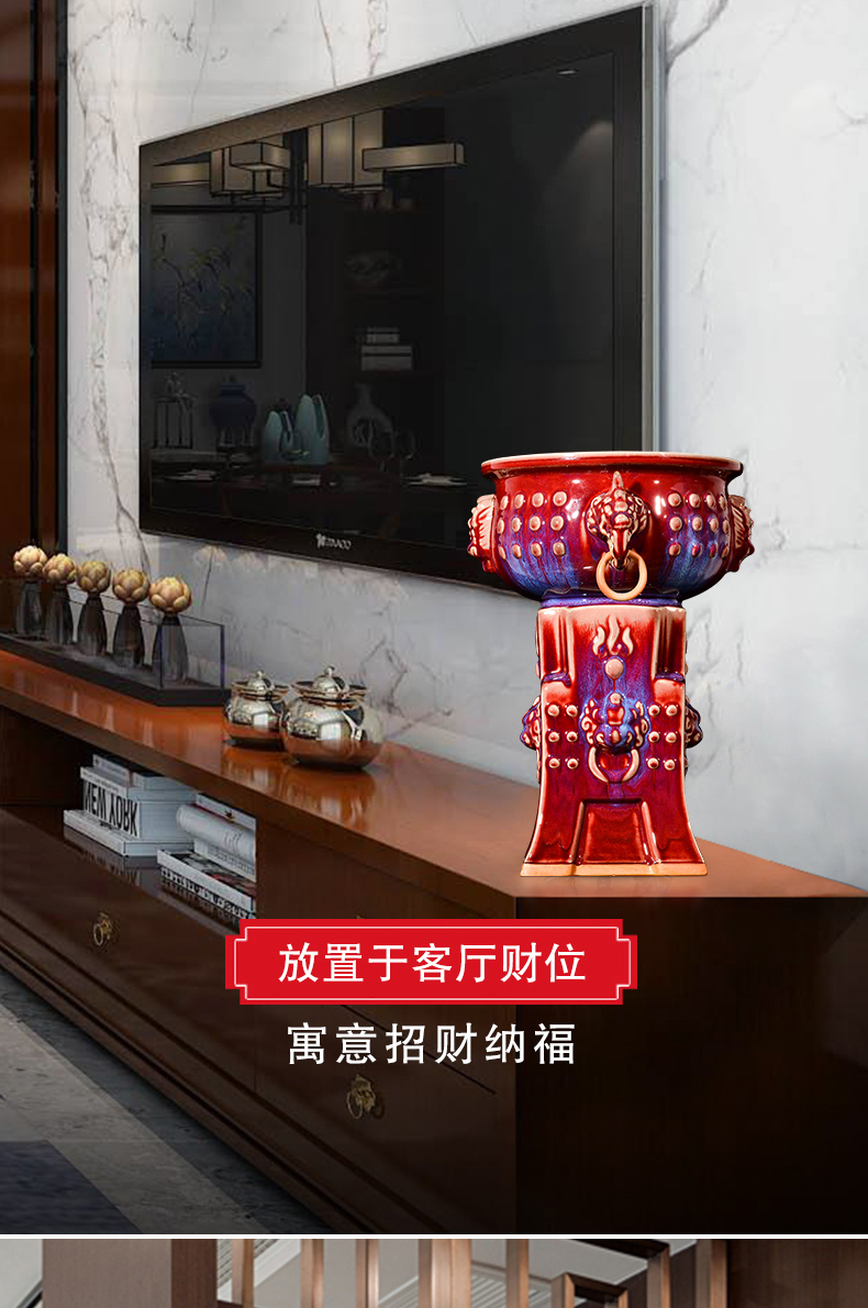 Jingdezhen ceramic vases, flower arrangement sitting room ruby red jun porcelain up with Chinese style restoring ancient ways the study decorate rich ancient frame furnishing articles