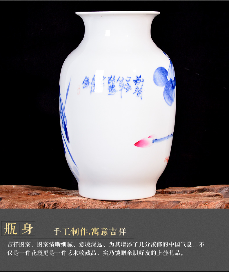 Jingdezhen ceramics porcelain vase hand - made lotus flower arrangement furnishing articles creative Chinese style household, sitting room porch decoration