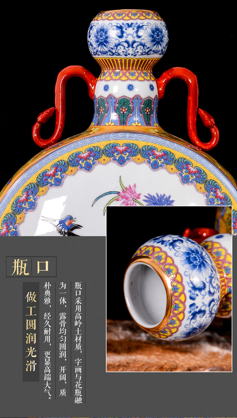 Jingdezhen ceramics vase archaize colored enamel flower arranging Chinese rich ancient frame decorate the sitting room porch place restoring ancient ways