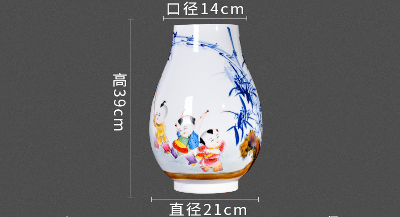 Jingdezhen ceramic hand - made lad dry flower arranging flowers is placed the new Chinese style living room TV cabinet decorative vase crafts