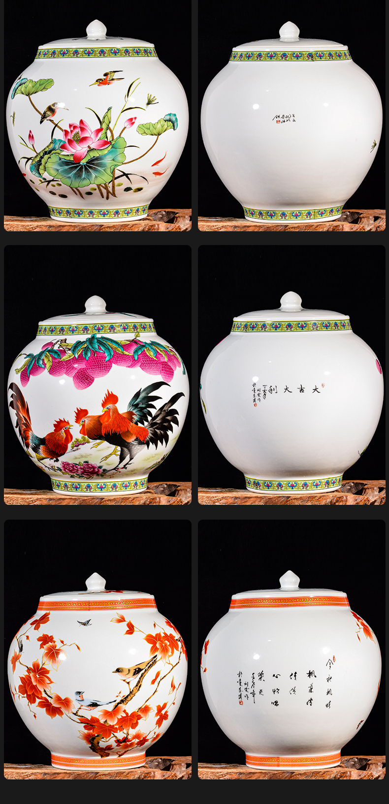 Jingdezhen ceramic blooming flowers vase furnishing articles household act the role ofing is tasted the new Chinese style living room TV cabinet storage tank process