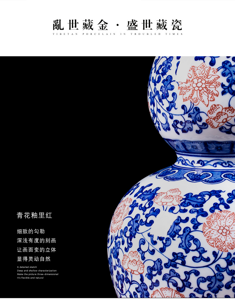 Jingdezhen ceramic vase bound branch lotus youligong archaize home sitting room porch of blue and white porcelain decorative furnishing articles