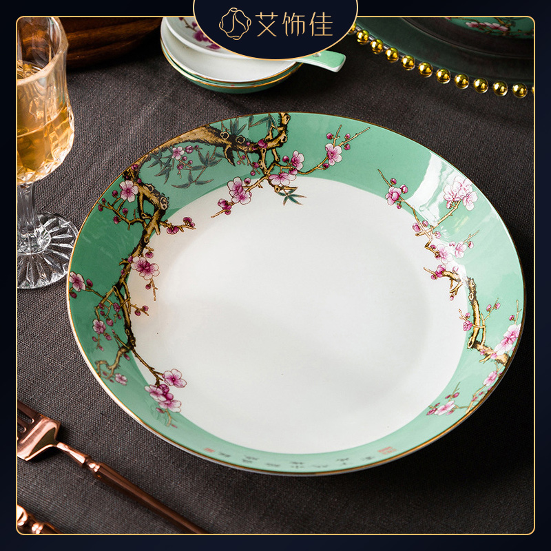 Jingdezhen high - grade ipads porcelain enamel tableware suit household Nordic light key-2 luxury up phnom penh dish version into a gift