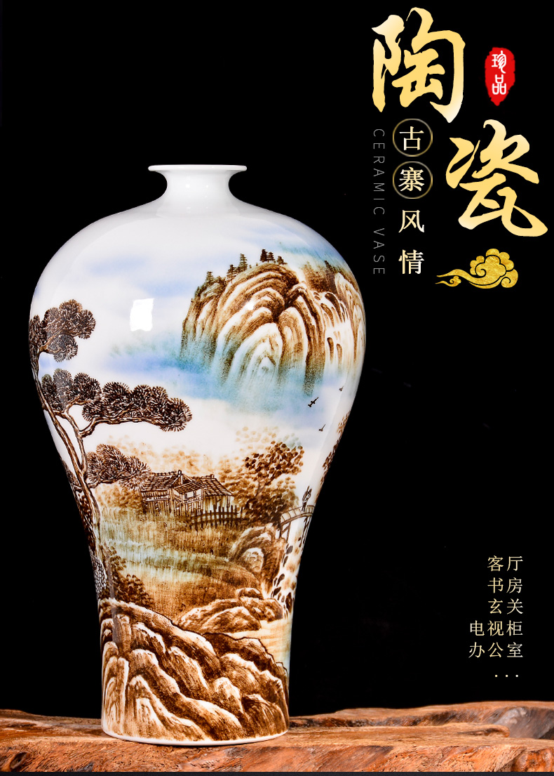 Jingdezhen ceramic flower arranging furnishing articles hand - made master thin foetus vase Chinese decorative home sitting room porch handicraft