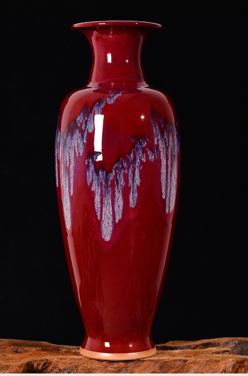Jingdezhen ceramics up with ruby red vase rich ancient frame of Chinese style household, the sitting room porch classical handicraft furnishing articles
