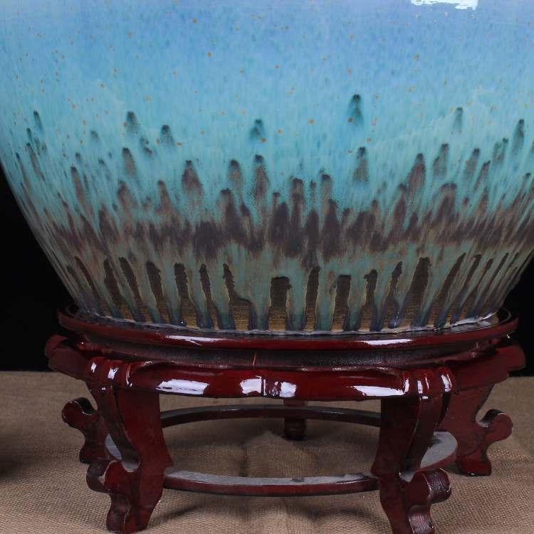 Ceramic aquarium home sitting room color glaze up lions ears size aquarium plant pot garden decoration