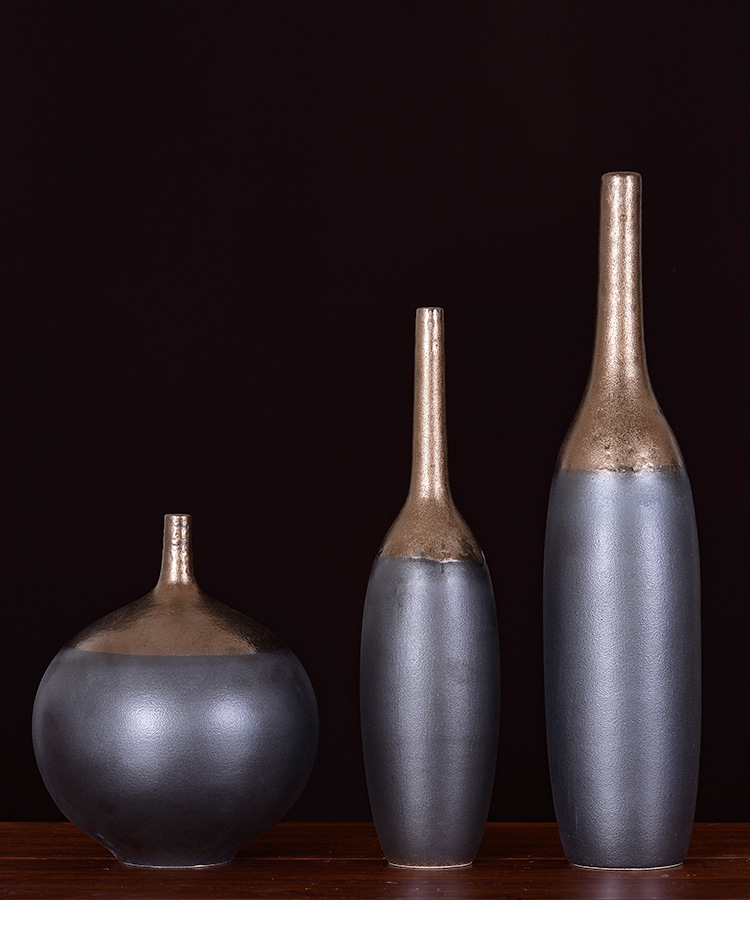 Checking out ceramic vase furnishing articles of jingdezhen ceramic vases, new Chinese style flower creative metal glaze pointed expressions using bottle