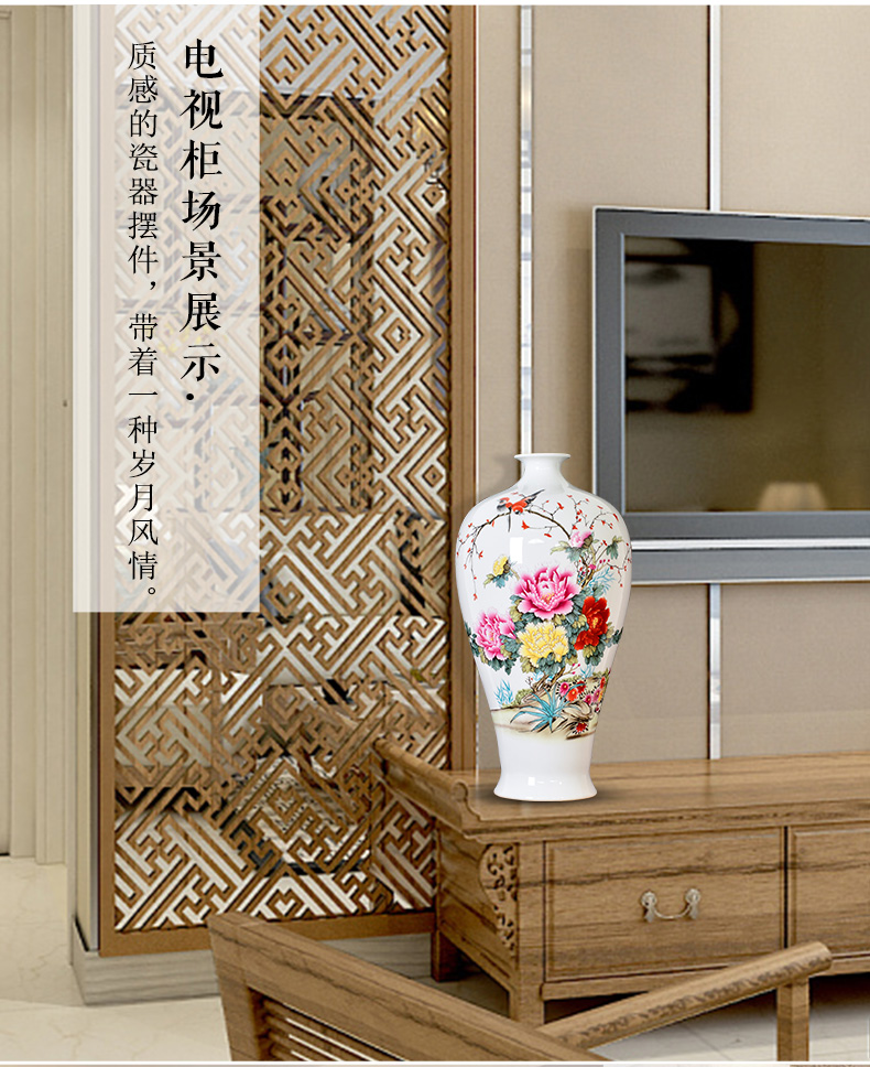 Jingdezhen ceramics powder enamel blooming flowers vase household flower arranging Chinese style living room TV ark adornment furnishing articles