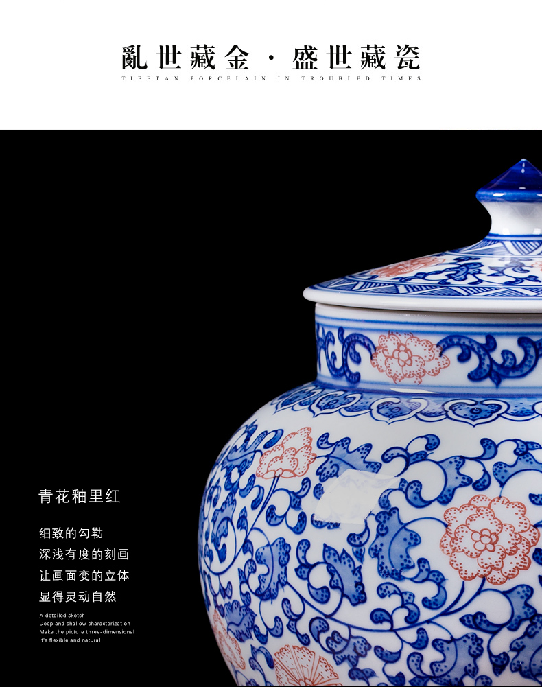 Blue and white porcelain of jingdezhen ceramics youligong storage jar archaize sitting room porch study Chinese collection furnishing articles