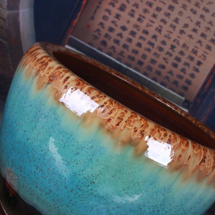 Ceramic aquarium home sitting room color glaze up lions ears size aquarium plant pot garden decoration