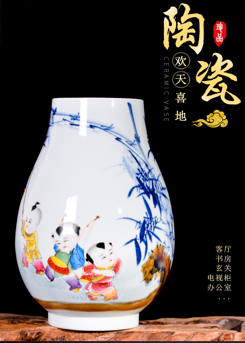 Jingdezhen ceramic hand - made lad dry flower arranging flowers is placed the new Chinese style living room TV cabinet decorative vase crafts