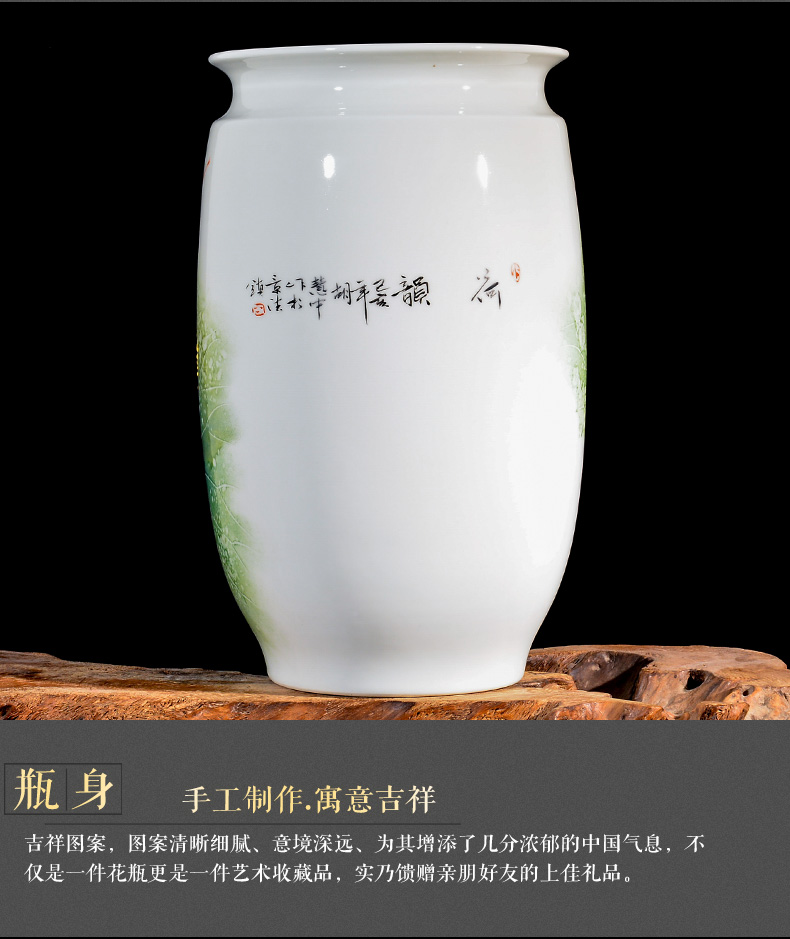 Jingdezhen ceramics vase furnishing articles sitting room hand lotus flower arranging flower implement new Chinese porcelain decorative arts and crafts