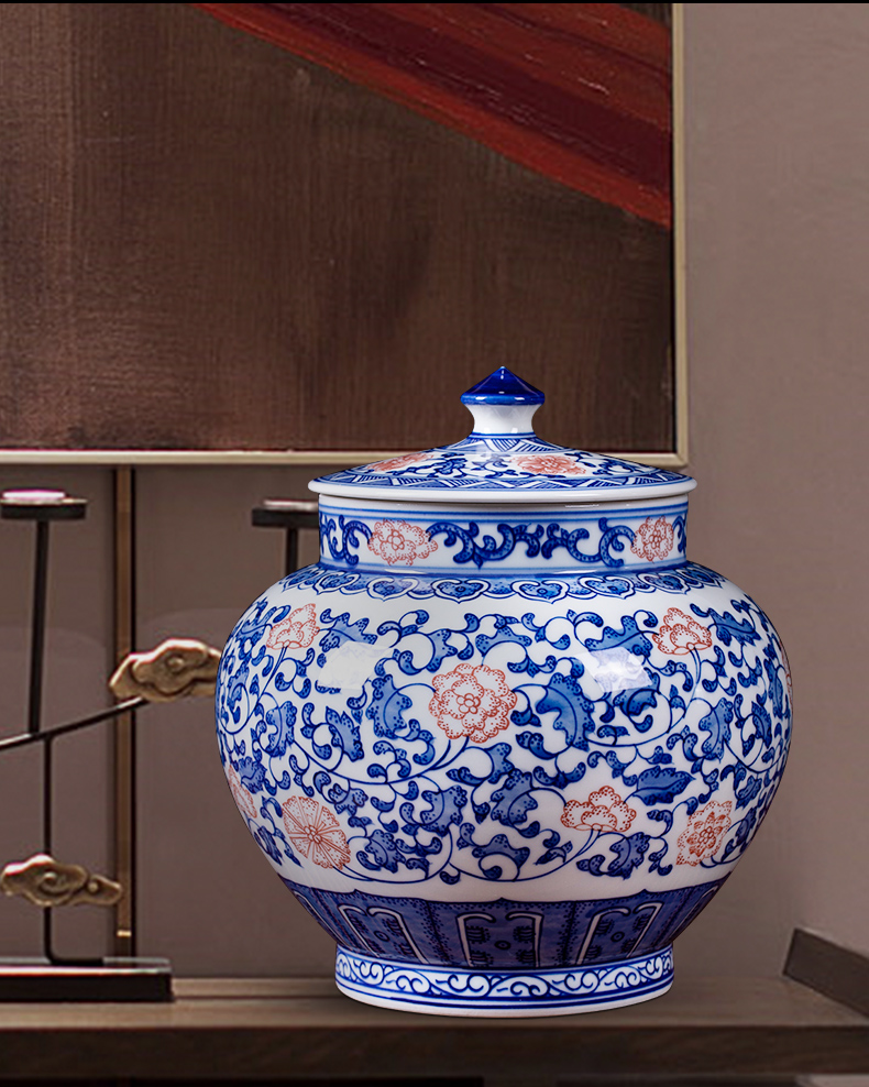 Blue and white porcelain of jingdezhen ceramics youligong storage jar archaize sitting room porch study Chinese collection furnishing articles