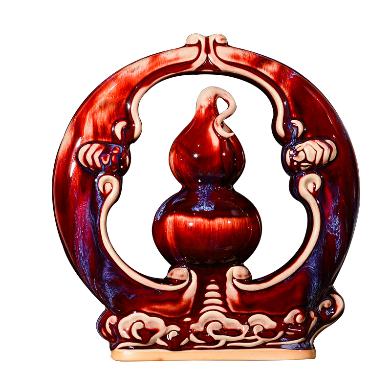 Jingdezhen ceramics up with jun red bottle gourd rich ancient frame of new Chinese style living room TV ark, handicraft furnishing articles