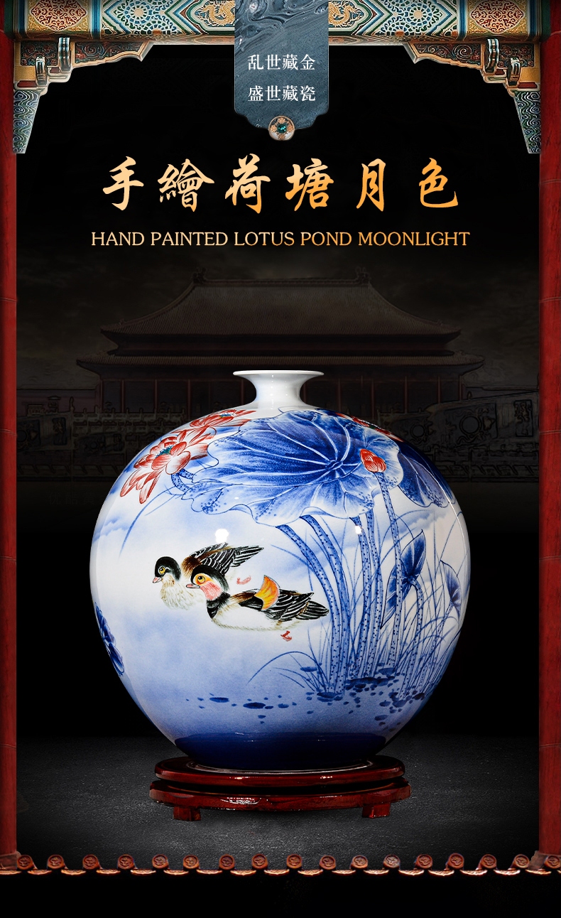 The Master of jingdezhen ceramic hand - made vases yuanyang flower arranging new Chinese style living room home TV ark, handicraft furnishing articles