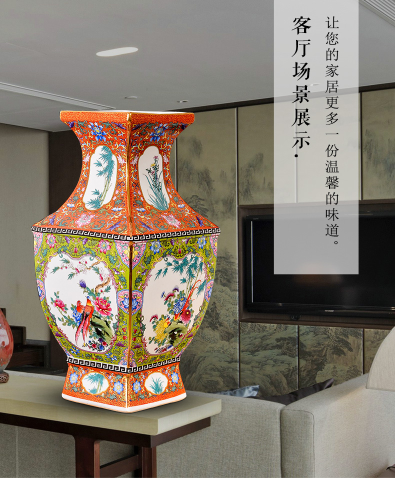 Jingdezhen ceramics imitation qianlong enamel see colour flower arranging classical vase furnishing articles of new Chinese style of the sitting room porch decoration