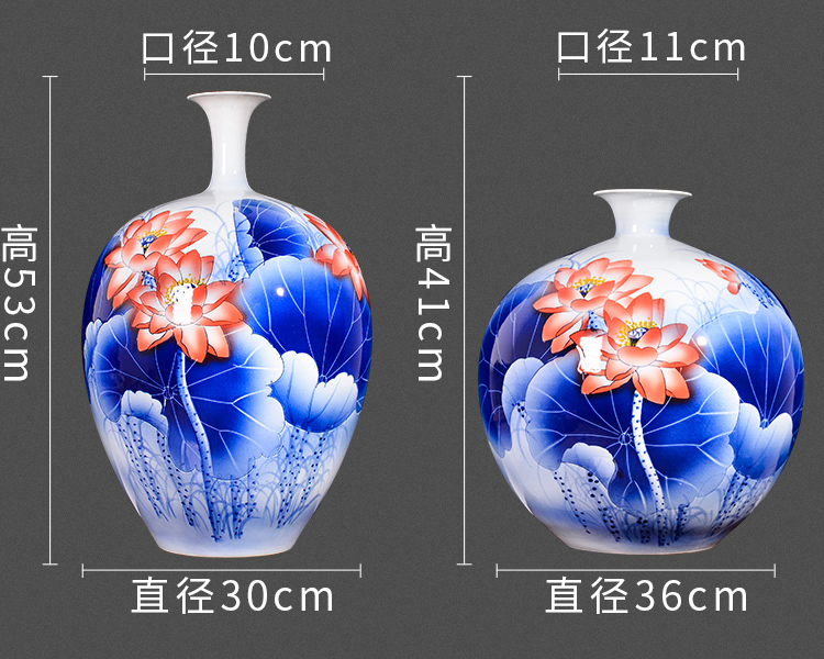 Jingdezhen ceramics hand - made lotus middle Chinese style living room TV ark, adornment is placed more than large vase