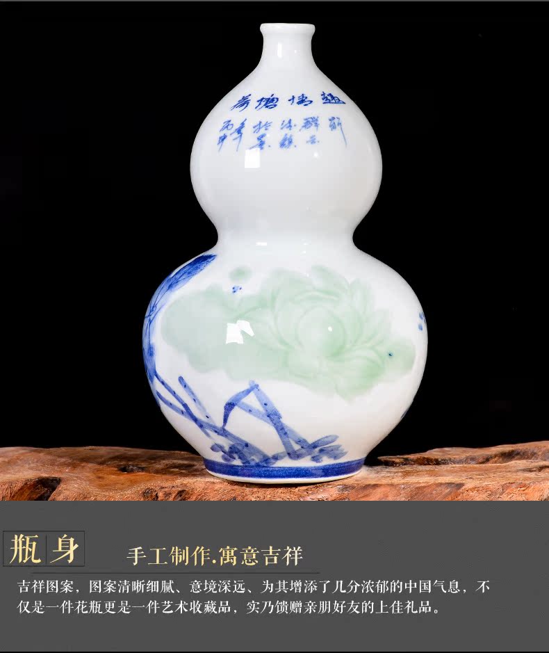 Jingdezhen ceramics hand - made lotus flower arranging furnishing articles home sitting room TV cabinet study decorative vase handicraft