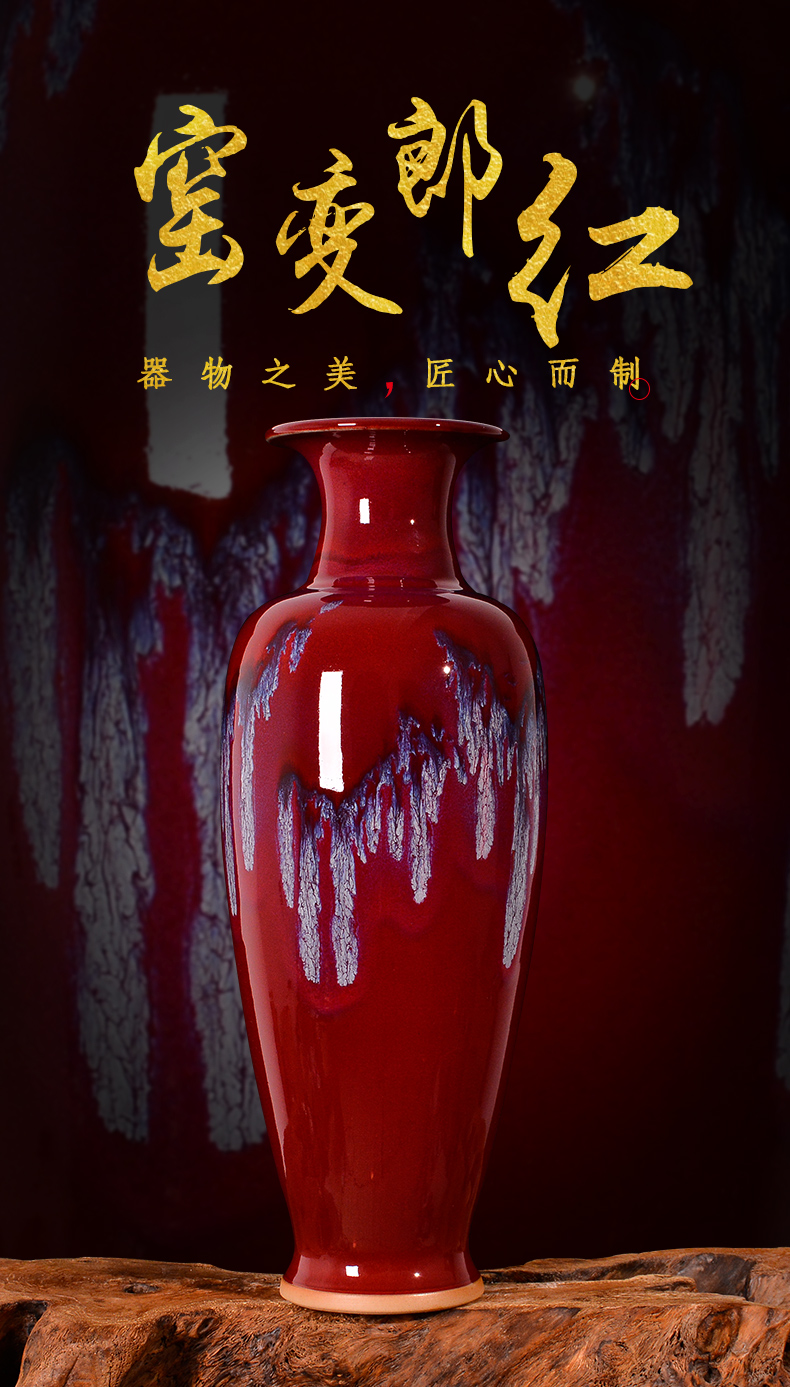 Jingdezhen ceramics up with ruby red vase rich ancient frame of Chinese style household, the sitting room porch classical handicraft furnishing articles