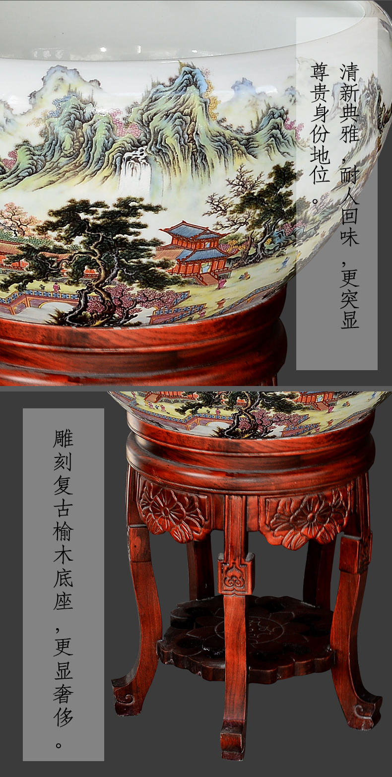 Jingdezhen ceramic VAT be born lucky feng shui and extra large fish bowl lotus home landscape tortoise furnishing articles