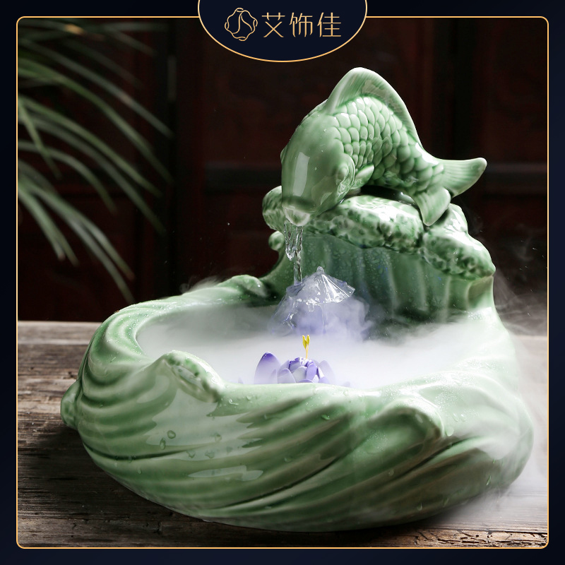 Version into gifts TV home office desktop fountain creative ceramic leap household geomantic furnishing articles
