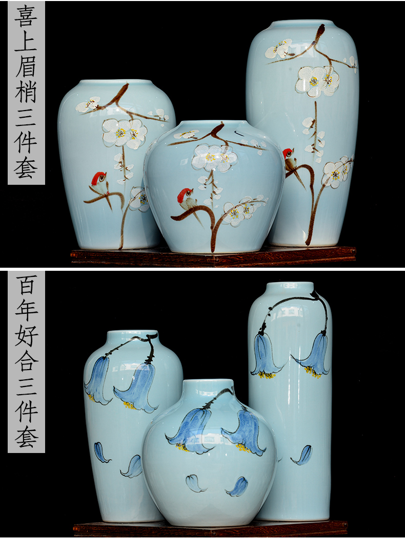 Jingdezhen modern new Chinese style ceramic vase furnishing articles sitting room of TV ark, dried flower arranging flowers wine porch decoration