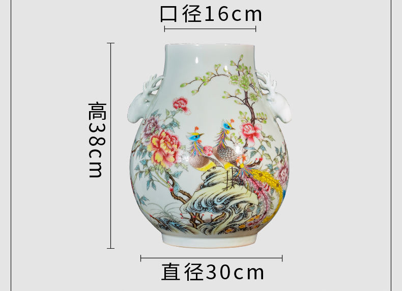 Jingdezhen ceramics powder enamel vase flower arranging furnishing articles of Chinese style household TV ark, porch decoration sitting room