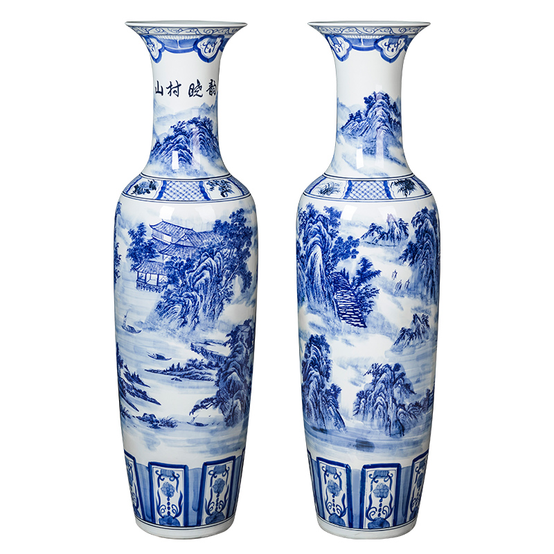Jingdezhen ceramics of large blue and white porcelain vase hotel opening gifts furnishing articles furnishing articles sitting room of Chinese style decoration