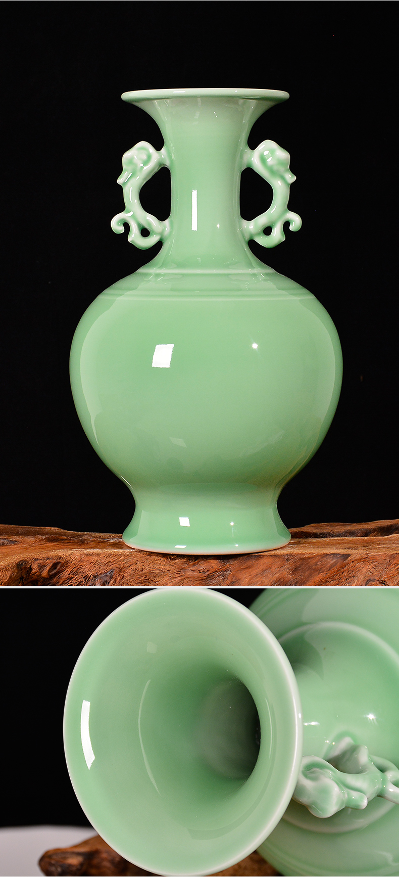 Jingdezhen ceramics archaize shadow blue glaze flower arranging ears vase Chinese style living room TV ark adornment furnishing articles