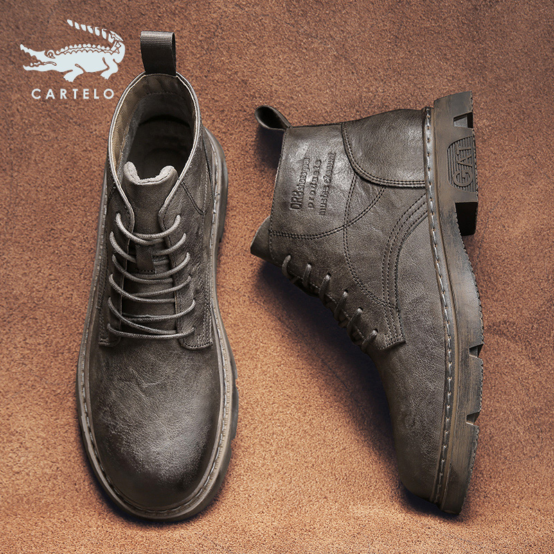 Crocodile Martin boots Men's autumn Winter warm cotton shoes gush Inn blizzard ground Men's boots High cylinder leather boots Boots Boots