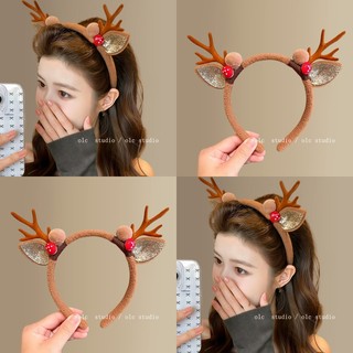 圣诞节金色鹿角发箍女2025新款cos麋鹿装饰品头饰发饰头箍旅行卡