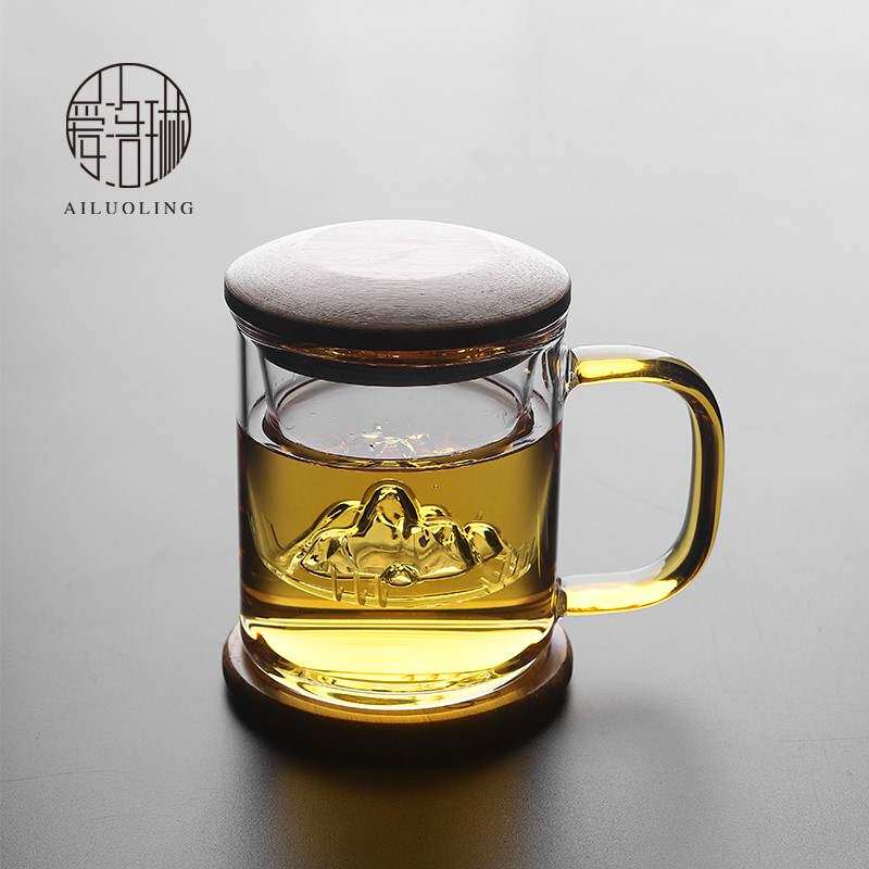 Heat Resistant Glass Three Sets Cup Filter Tea Cup Insulation Cup Mat Office Creative Bubble Tea Cup Water Cup