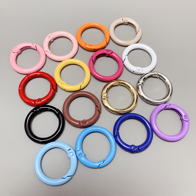 DIY Jewelry Accessories 24mm Keychain Split Ring Metal Painted Spring Clasp Macaron Color Spring Pendant Bag Car Hanging Ring Phone Case Lanyard Pendant Material Doll Ring Buckle