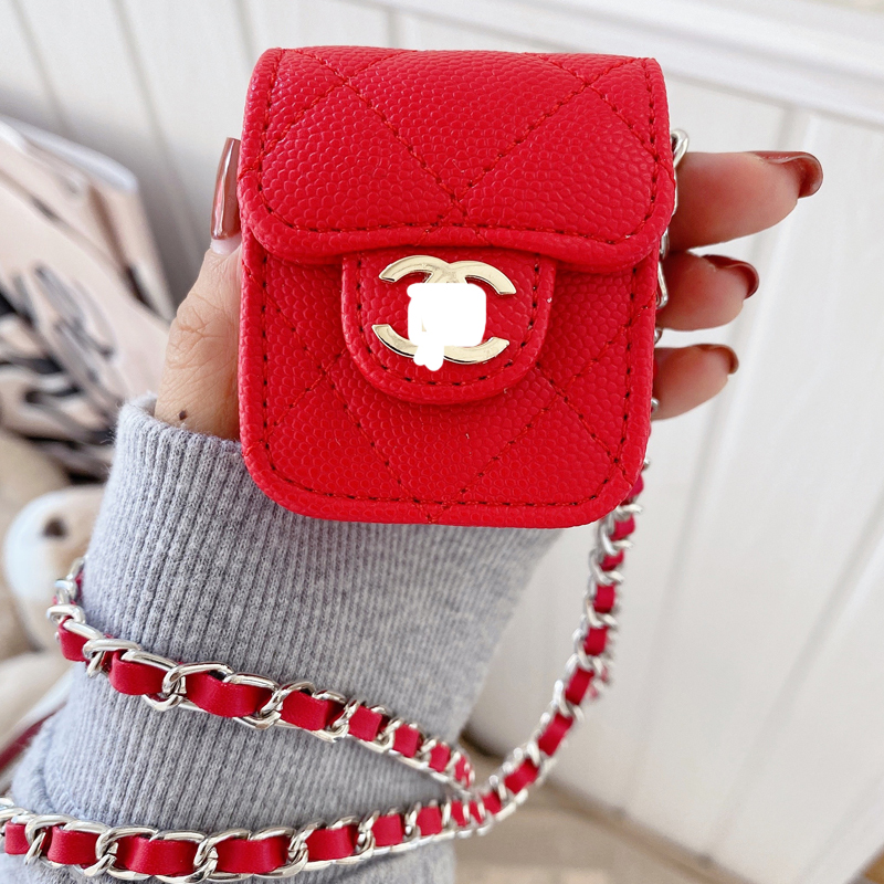 1 / 2 Generation Of General Purpose -- Red Gold Standard Caviar + Silver Braided RopeTXO caviar Little fragrance apply Apple Airpods1 / 2 generations Bluetooth smart cover Airpodspro3 Internet celebrity