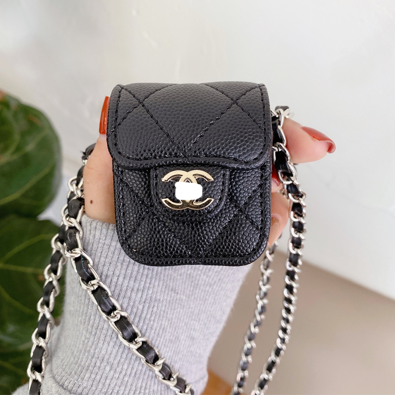 1 / 2 Generation Universal -- Black Gold Standard Caviar + Silver Braided RopeTXO caviar Little fragrance apply Apple Airpods1 / 2 generations Bluetooth smart cover Airpodspro3 Internet celebrity