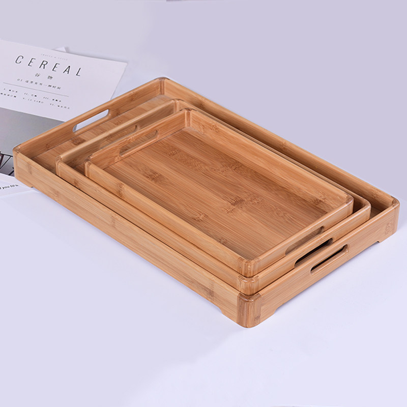 Creative home Bamboo tray Rectangular tea tray Tea cup tray Water cup tray Table tray Fruit inventory heart tray