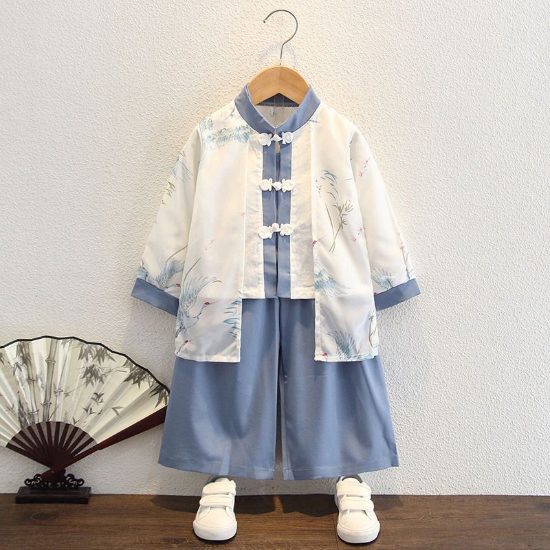 漢服の男の子、中国風の春と秋の赤ちゃんの唐装、マスター服、子供用古代スタイルの国学スーツ、幼稚園のパフォーマンス服