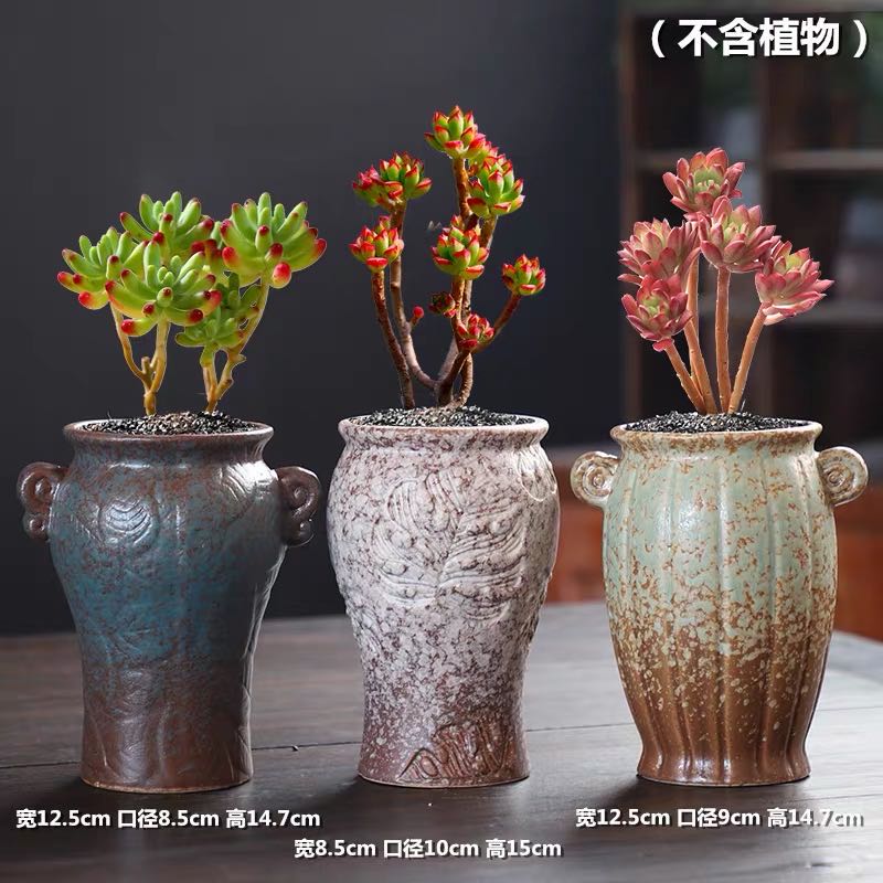 Fleshy flower POTS of large diameter clearance package mail creative combination of potted the plants and old coarse pottery breathable restoring ancient ways, Fleshy