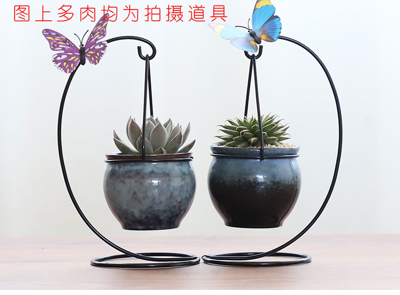 Fleshy flowerpot ceramic package mail creative move hanging the plants, wrought iron contracted indoor hanging shelf flesh POTS