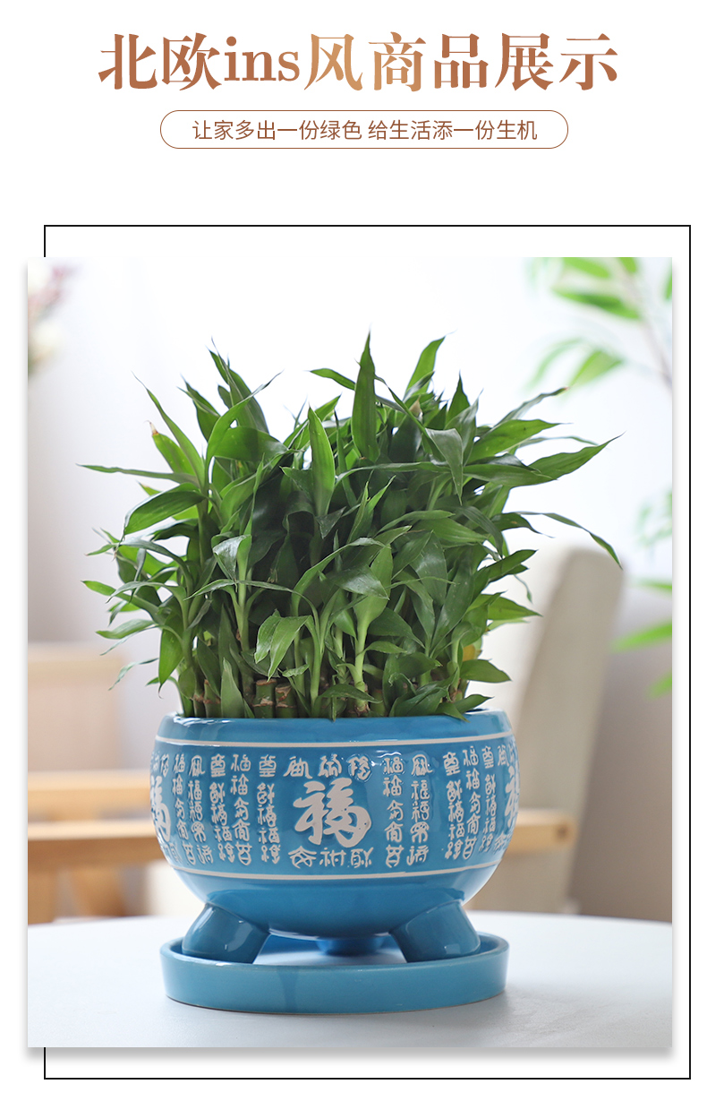 Chinese red ave flowerpot ceramic indoor large - sized belt tray bracketplant individuality creative contracted more than other meat flowerpot