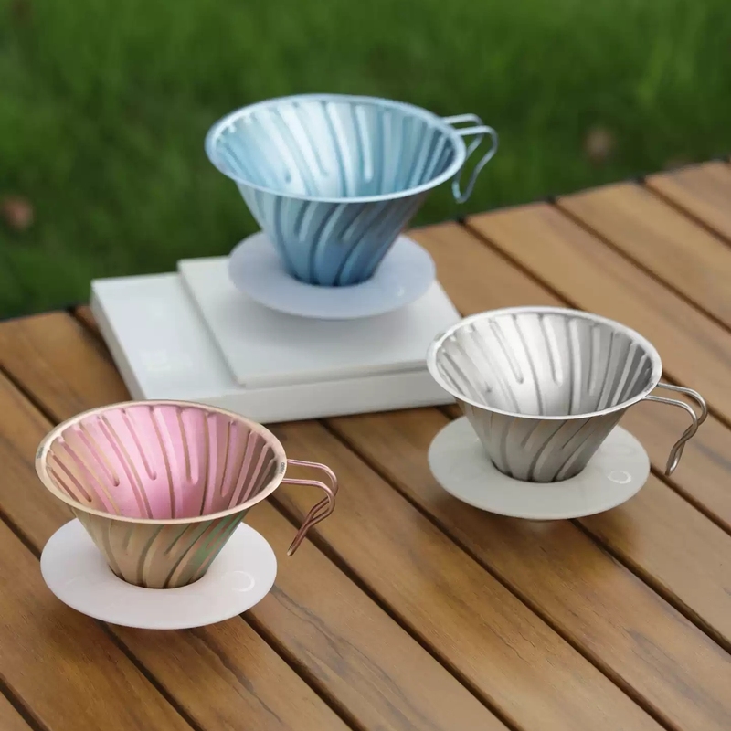 New Hario V60 Pure Titanium Filter Cup Coffee Filter Cup Pour-Over Coffee Cup Drip Filter Cup Vdti